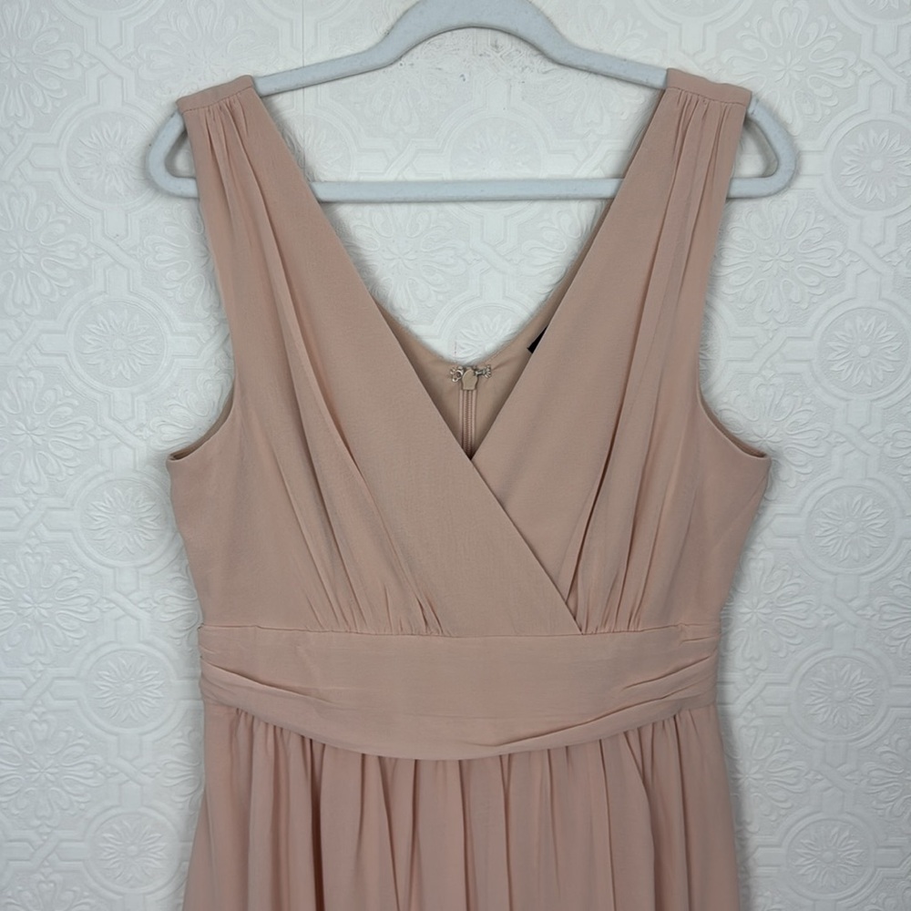 Lulus Thoughts of Hue Blush‎ Surplice Maxi Dress Wrap Slit Pink Sleeveless Large - Picture 5 of 9